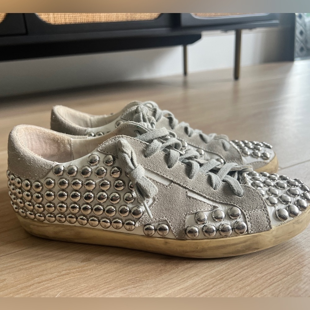 Rare Golden Goose Superstar Leather Studded Sneakers